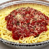 Spaghetti Marinara · Served with side salad and garlic bread.