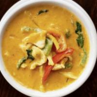 Red Curry · Roasted chili paste with eggplant, bamboo shoots, basil, bell pepper and coconut milk.