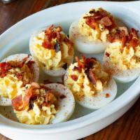 House Made Deviled Eggs · house-smoked bacon crumbles