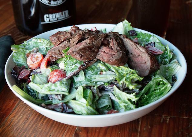 Grilled “Dickman’S Ugly Steak Salad · Mixed greens, cucumbers, cherry tomatoes, peppers, red onion, ranch dressing
