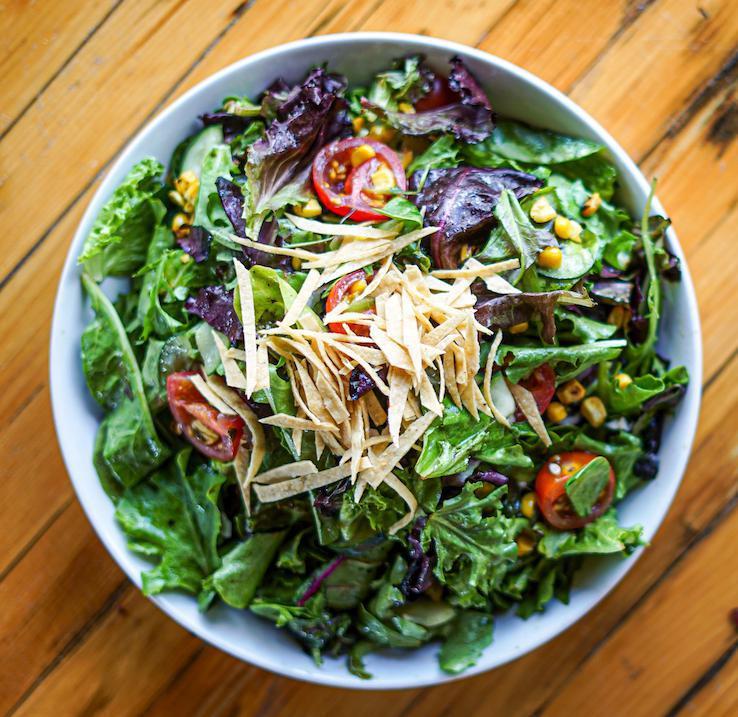 Brojo’S Side Salad · Mixed greens, cucumbers, cherry tomatoes, peppers, red onion, corn tortilla crisps,. cilantro-lime vinaigrette