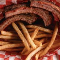 Kids Bbq Ribs · 3 Baby back ribs served with choice of kid's fries or fruit cup, and a kid's drink in a plas...