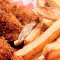 Kids Chicken Tenders · 3 Breaded and fried all white meat tenders served with choice of kid's fries or fruit cup, a...