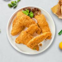 Classic Tenders · Breaded chicken tenders, fried until golden brown. Served with a side of ranch or bleu cheese.