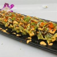 Seahawk Roll · (Fried roll)Salmon, avocado, cream cheese  served with spicy mayo, eel sauce, scallion, masago