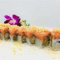 Phoenix Roll · Shrimp tempura, cucumber topped with spicy tuna. crunch  served with spicy mayo and eel sauce