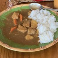 Japanese Chicken Curry · Tender chicken stew cooked with tasty Japanese style curry over warm steam rice with potatoe...