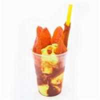 Chalimon 16 Oz · it is a cup with lemon ice cream and chamoy tajin a tamarind candy and a mango sweet