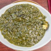 Saag Paneer · Gluten free. Paneer in creamy spinach and green mustard sauce, seasoned with ginger.