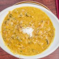 Vegetable Korma · Gluten free. Mixed vegetables and paneer cooked in cream-based onion sauce and coconut.