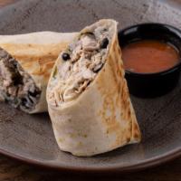 Chicken Burritos · 12” Flour Tortilla with Cilantro lime rice, Onions, Cilantro, Arbol Salsa, Black Beans, Mexi...