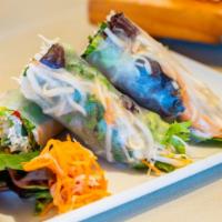 Saigon Summer Salad Roll (1) · Cold rice noodles, fresh mint, lettuce, cucumber, pickled daikon & carrots, crushed peanuts ...
