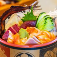 Chirashi+ · Assorted sashimi served over a bowl of sushi rice.