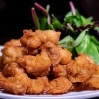 Chicken Karaage · Marinated chicken deep-fried to a crisp served with chipotie mayo.