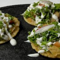 Sopes · 3 Handmade Sopes with your choice of meat, beans, lettuce, tomato, onion, sour cream, cotija...
