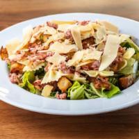 Caesar Pasta · Romaine, housemade croutons, bow tie pasta, bacon, parmesan cheese, and parmesan caesar dres...
