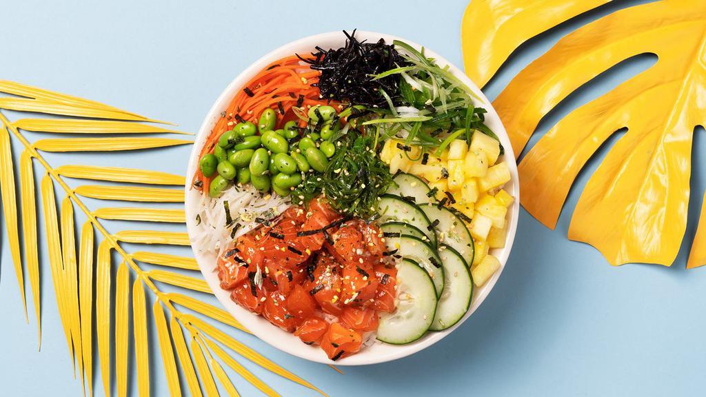 Hawaiian Bowl · Your choice of protein with seaweed salad, edamame, pineapple, crispy onions, and ponzu over rice.