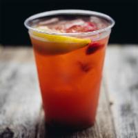 Strawberry-Tamarind Lemonade · Fresh squeezed lemonade, tamarind and strawberries.