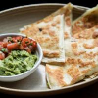 Cheese Quesadilla (Large) · With guacamole, pico de gallo, sour cream.  . We charge 20% more for items on ALL third part...