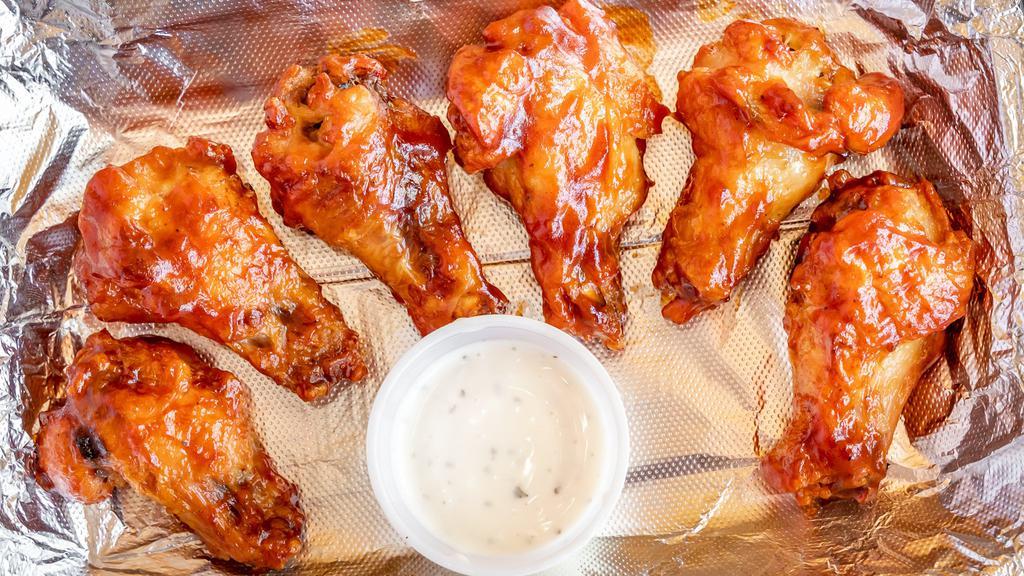 Chicken Wings · Flavors: hot, BBQ, plain, garlic parmesan.