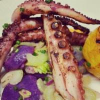 Grilled Octopus · Purple potato, celery, calabrian chile vinaigrette. Gluten free.