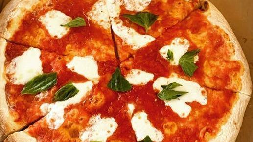 Margherita · Tomato sauce, fresh mozzarella, basil, evoo. Vegetarian.