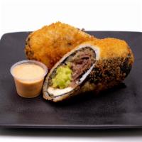 Bulgogi Burrito (Unable To Customize) · Bulgogi beef, rice, noodle, seaweed, guacamole, cream cheese, spicy mayo, deep fried. 