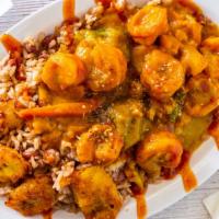 Curry Shrimp · Shrimp marinated in spices then simmered in Jamaican Curry.