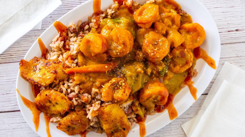 Curry Shrimp · Shrimp marinated in spices then simmered in Jamaican Curry.