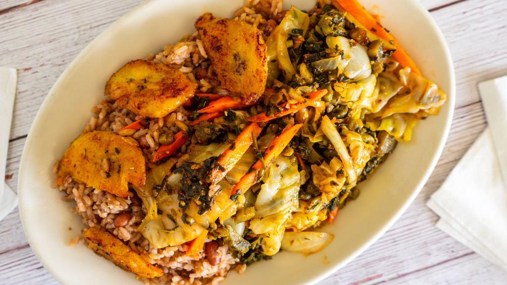Vegetarian Platter · Callaloo Blend sauteed with cabbage delight and mixed veggies.