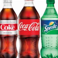 Bottled Soda · Choose between Coca-Cola®, Diet Coke®, and Sprite®. . 20 FL oz. bottle. .
