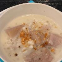 Taro In Coconut Milk · Taro chunk simmered in sweetened coconut milk, with pearl barley and brown sugar boba.