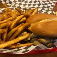 Swiss N Shroom · House patty on brioche bun with swiss cheese, topped with sauted mushrooms, lettuce, tomato,...