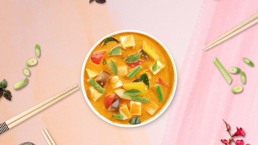 Massaman Curry · Coconut milk, Massaman curry, potatoes, peanuts, and choice of protein.