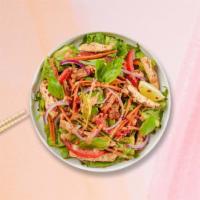 Thai Salad · Romaine lettuce, cucumber, tomato, steamed bean sprouts, hard-boiled egg, and crispy fried t...
