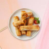 Egg Rolls · Homemade egg rolls with veggies served with sweet and sour sauce and your choice of protein.