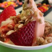 Healthy Start  · Euro Tart Frozen Yogurt.  Topped with granola , fresh strawberries, blueberries and raspberr...