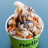 Nella'S Classic · Va-Nella frozen yogurt topped with butterfinger, M&M's chopped Reeses's, Heath and Cookie Do...