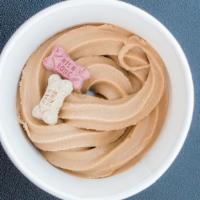 Scallywag · 4oz of peanut butter frozen yogurt topped with a dog bone.  (Contains Dairy)