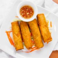 Thai Styles Egg Rolls (4 Pieces) · Ground pork, cabbage, carrots, glass noodles served with sweet sour sauce.