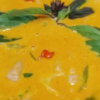 Yellow Curry · Potatoes, celery, onions, and carrots in coconut milk. Served with a side of white streamed ...