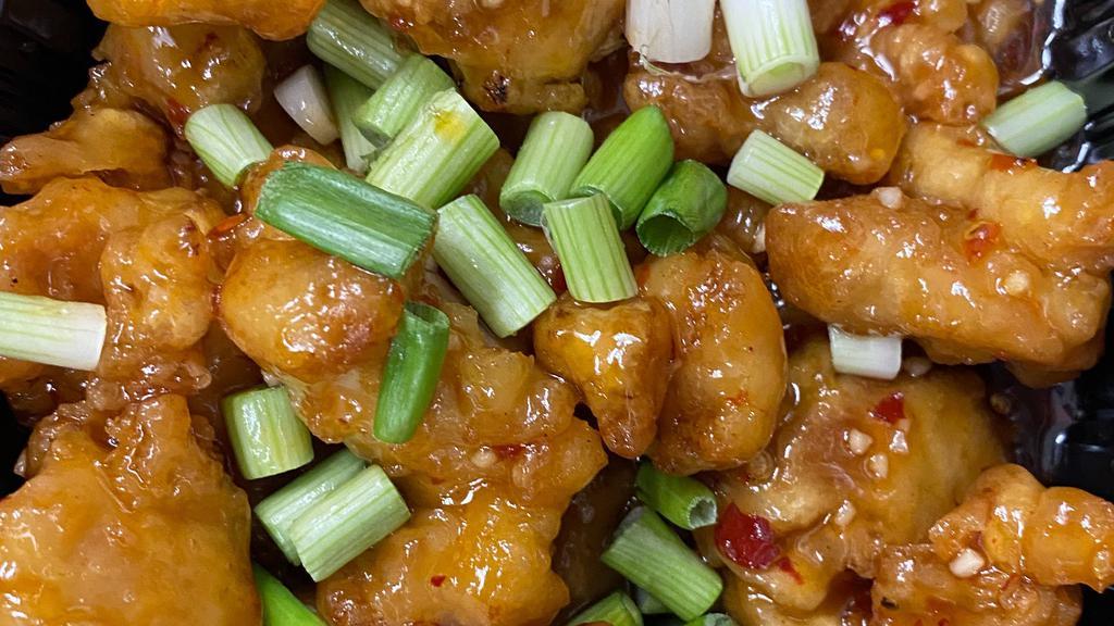 General Tso Beef Or Chicken · Pan-tossed lightly battered chicken or beef in a spicy brown sauce.