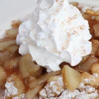 Apple · Powder sugar funnel cake topped w/ Apple Cinnamon.  Add whip for addt'l chrg. (optional)