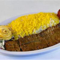 . Barg Kabob · A special Iranian cut of beef filet mignon, marinated & thread on a skewer, served with gril...