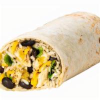 Burrito - Grilled Chicken · Flour Tortilla, Cilantro Lime Rice, Black Beans, 3 Cheese Blend, Grilled Chicken, Salsa Verde