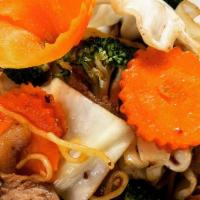 Sp11. Yakisoba · Japanese egg noodles stir fried with onions, broccoli, cabbage and carrots.