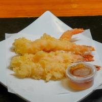 Shrimp Tempura · 8 pieces. Tempura shrimp 4 pieces, tempura sauce