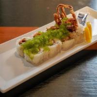 Spider Roll · 8 pieces. Deep fried soft shell crab, cucumber, carrot, sesame seeds, mayo