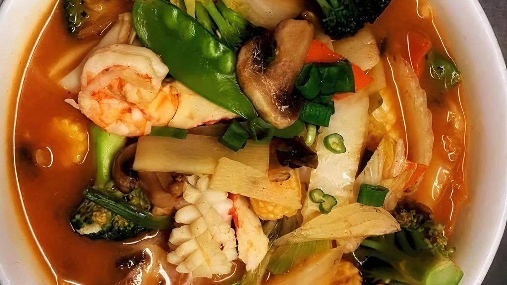 Korean Spicy Seafood Noodle Soup · Spicy.