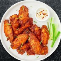 Crispy Wings · Hot, BBQ, or Italian wings, served with blue cheese, or ranch dressing.